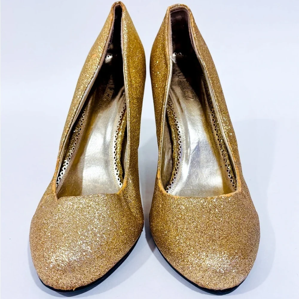 Noblez Gold Glitter High Heels Size 9.5 - Picture 3 of 8